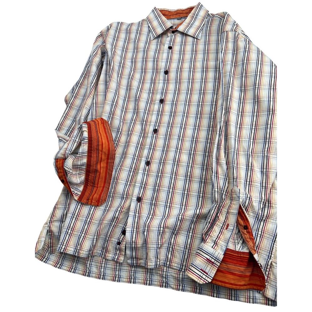 Viscanti Uomo Shirt Mens XL Flip Cuff 2 Ply Mercerized Cotton Button Up
